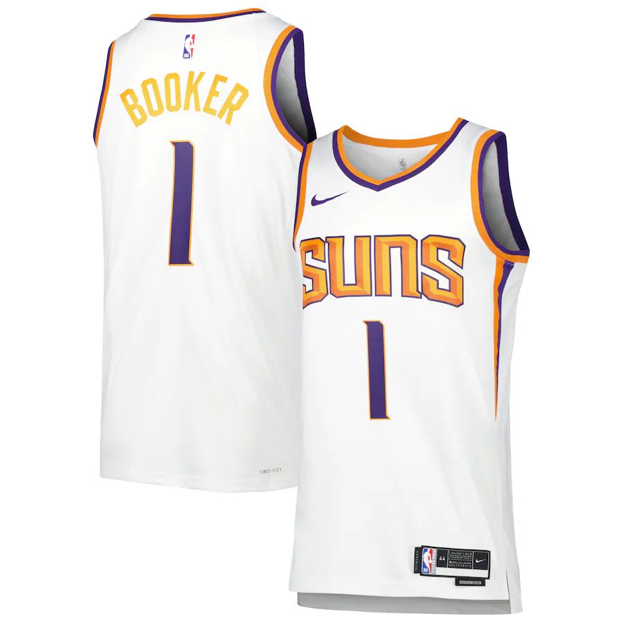 Men Phoenix Suns #1 Devin Booker Nike White Association Edition 2022-23 Swingman NBA Jersey->customized nba jersey->Custom Jersey